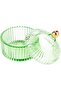 Footed Fruit Bowl L(10cm) xW(10cm) xH(12cm) Green With Golden Lid - 3