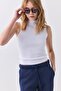 Women's Turtleneck Sleeveless Blouse White 9020 - 3