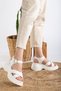 Cross-Striped High-Sole Casual Women's Sandals White - 3