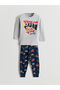 Lcw Kids Gray Elastic Waist Printed Boys' Pajama Set