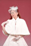 Collared Long Brooch Fur Stole Bridal Bolero Shawl Invitation Poncho Jacket Off-White - 4