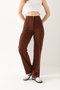 Women's Brown High Waist Ribbed Stitched Lycra Knitted Trousers - 4