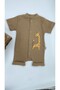 Bebe Kids Giraffe Pattern Short Sleeve Shorts Jumpsuit (Zibin) 100% Cotton - 2