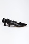 Women's Stiletto and Bag Set Black Leather - 5