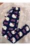 Hello Ki̇tty Patterned Pajama Bottom Hello Ki̇tty Navy Blue Women's Pajama Bottom with Ribbon - 3
