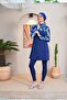 Zipper Detailed Long Sleeve Closed Hijab Swimsuit 3755 - 2