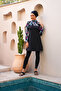 Zipper Detailed Long Sleeve Closed Hijab Swimsuit 3755