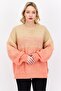 Women Crew Neck Knit Sweater, Coral