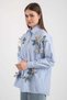 Women's Organza Floral Striped Shirt 7946 - Baby Blue - 3