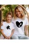 Family Combination T-Shirt - Mother Daughter Puzzle Heart Printed Crew Neck T-Shirt/T-Shirt (Price Is for One Piece.)