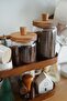 Set of 2 Acacia Vacuum Lid Borosilicate Glass Jars (450+700ml) - 4