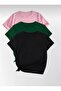 Black - Green - Pink Unprinted Oversize Relaxed Fit T-Shirt Unisex