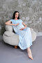 Women's Blue Lace Summer Special Design Full Length Cotton Maternity Maternity Nightgown - 3
