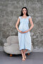 Women's Blue Lace Summer Special Design Full Length Cotton Maternity Maternity Nightgown