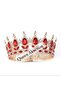 Full Circle Metal Ring with Crystal Stones, King Queen Crown, Cake Bun, Bride Head Engagement Crown, Red. - 5