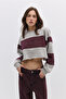 Striped Hooded Crop Sweatshirt - 2