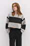 Striped Hooded Crop Sweatshirt - 2