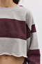 Striped Hooded Crop Sweatshirt - 5