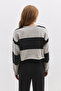 Striped Hooded Crop Sweatshirt - 6