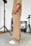 Beige Ribbed Baggy Trousers - 3
