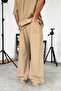 Beige Ribbed Baggy Trousers - 4