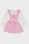 New Season Baby Girl's 2-Piece Suit Crew Neck Long Sleeve Top Strap Salopet Dress
