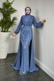 Stella Beaded Cape Evening Dress Indigo - 2