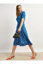 Floral Print A-Line Midi Dress with Puff Sleeves