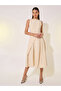Solid Boat Neck Sleeveless Wrap Midi Dress - 2