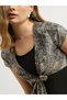 Contrast Animal Print Tie-Up Detail Midi Dress - 4