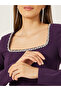 Embellished Square Neck A-Line Midi Dress - 4