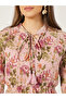 Floral Print A-Line Maxi Dress with Tie-Up Neck Detail - 3