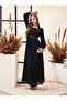 Pleated Puff Sleeve Square Neck A-Line Maxi Dress