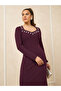 Embellished Long Sleeves Sheath Maxi Dress - 3