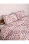 Duvet Cover Set Pink Geometric Pattern Ecru Floor Double Size (Without Sheet) - 3