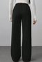 Black High Waist Striped Wide Leg Seasonal Two Thread Lace Up Sweatpants - 5