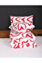 Large Red Heart Patterned Double Duvet Cover Set with White Background - Without Crossbags - 6