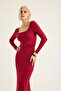 Long Sleeve Square Neck Midi Dress - 5