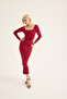 Long Sleeve Square Neck Midi Dress - 4