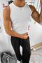 White Cozy Basic Tank Top Lycra Premium Corded Tank Top - 2