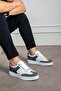 Suede Detailed Thick Sole White Smoked Men's Sneakers
