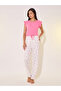 Flounce Short Sleeve T-Shirt and Printed Pyjama Set - 2