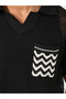 Contrast Pocket Relaxed Crochet Knit Polo - 3