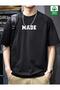 Made Printed Men's Cotton Combed Crew Neck Black T-Shirt