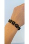Black Gold Vein Glass Bead Processing Stylish Bracelet with Gold Flower Motif - 2