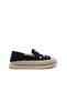 Women's Black Espadrille Shoes with Pearl and Lace Detail - 3