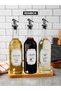 Set of 3 Olive Oil Vinegar and Pomegranate Vinegar with Wooden Stand and Silver Stopper 750ml Oil Bottle Oil Pot Set - 3
