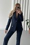 Women's Navy Gold Detail Blazer Jacket Trousers Suit - 4