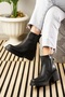 Daily Women's Black Boots Zippered Thick High Heeled Tractor Sole Fur Lined Bootie 2401