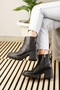 Daily Women's Black Boots Zippered Thick High Heeled Tractor Sole Fur Lined Bootie 2401 - 2